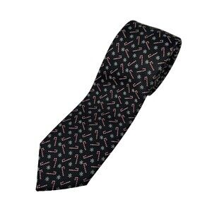 Celebrate Together Black Candy Cane Tie‎ L 54.75" W 3"